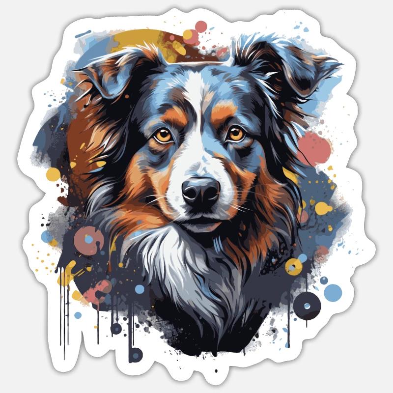 Australischer Schäferhund - Sticker Größe S (10 x 10 cm) - Mattweiß