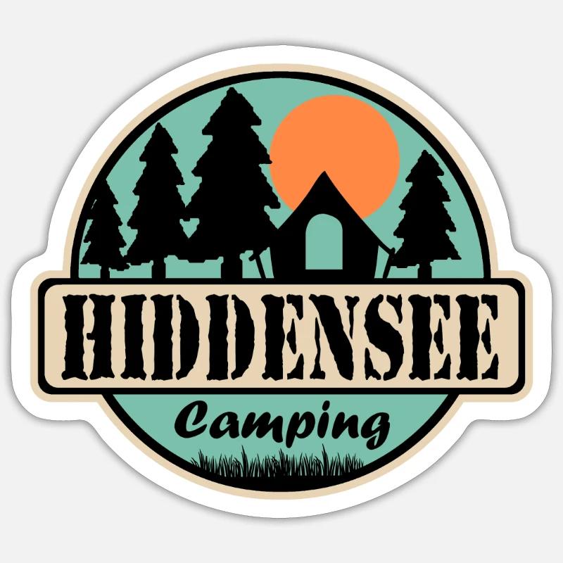 Hiddensee Camping - Sticker Größe S (10 x 10 cm) - Mattweiß