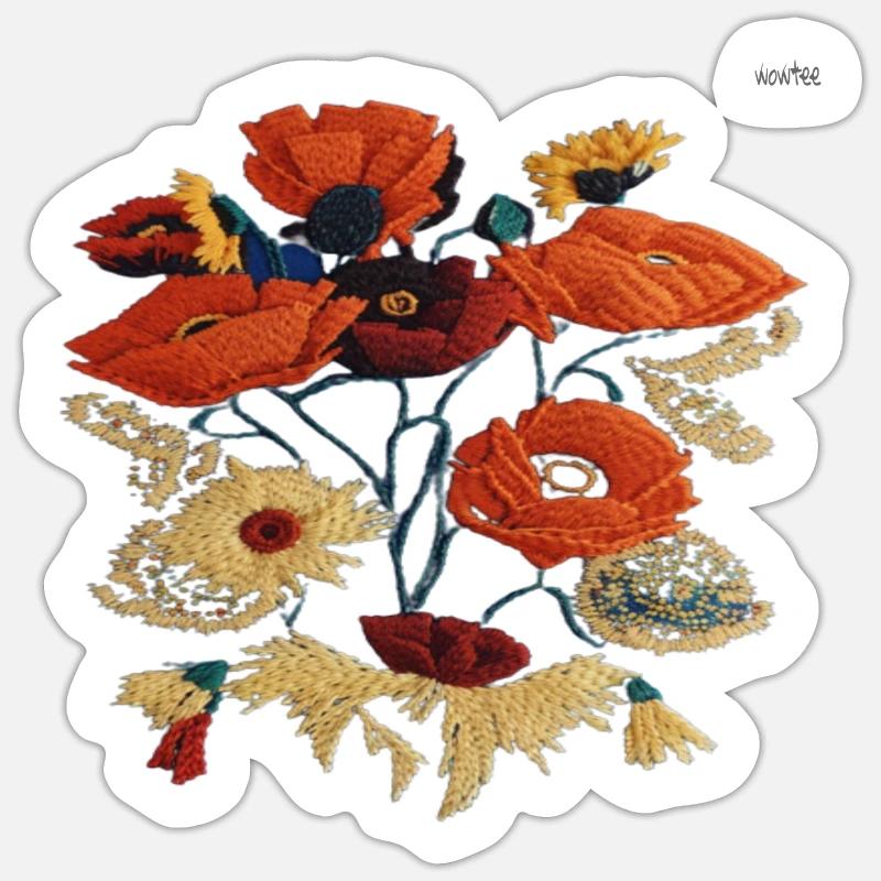 Folk art composition #26 - Sticker size S (10 x 10 cm) - white matte