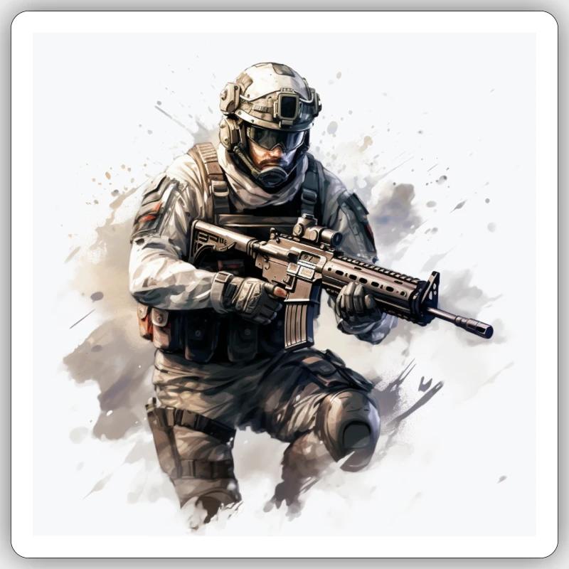 COD gaming art shooter - Sticker size S (10 x 10 cm) - white matte