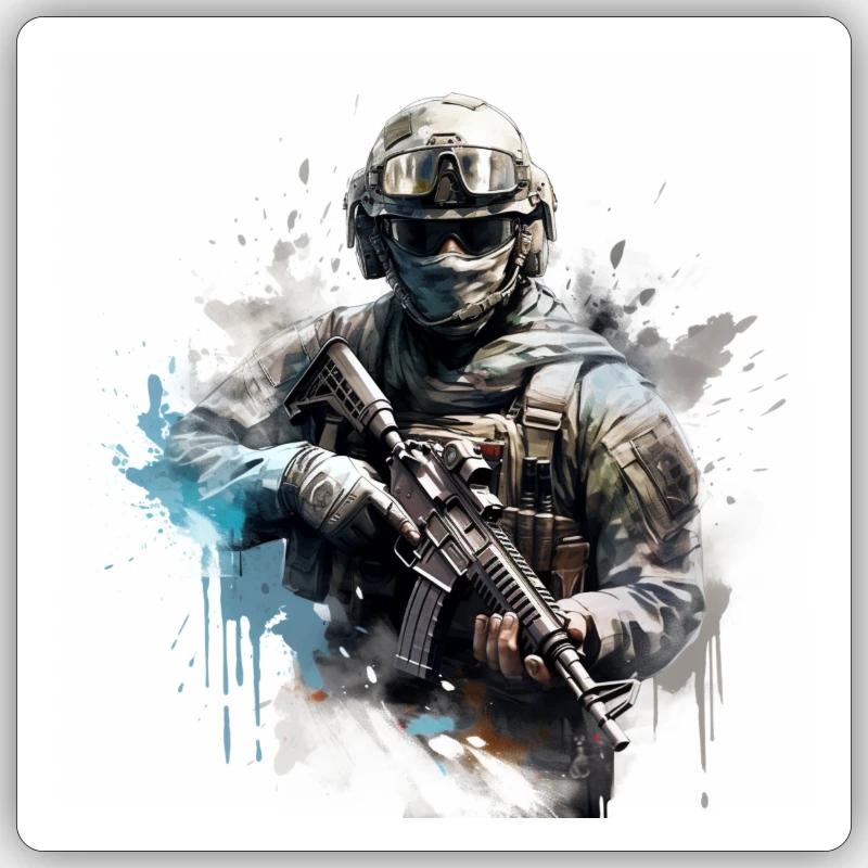 COD jeu art shooter - Sticker taille S (10 x 10 cm) - blanc mat