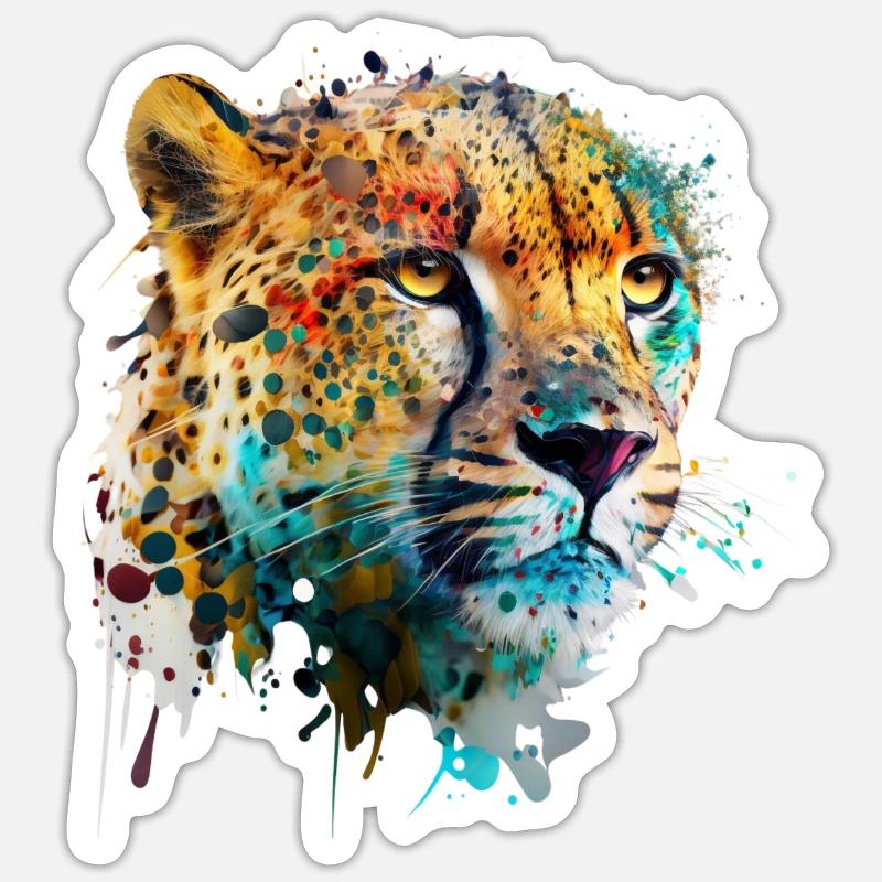 Panthère - Sticker taille S (10 x 10 cm) - blanc mat