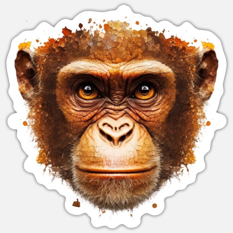 Affe - Sticker Größe S (10 x 10 cm) - Mattweiß