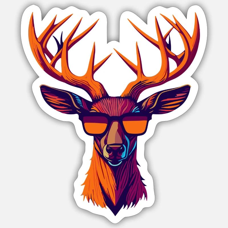 Retro Deer Revolt Sticker size S (10 x 10 cm)