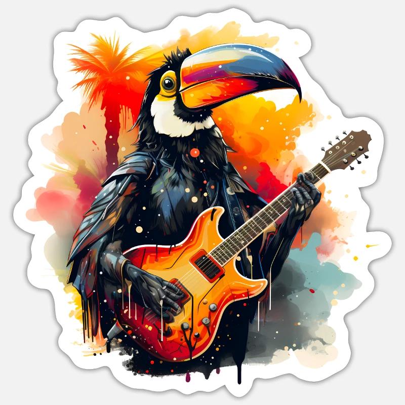Toucan à bascule - Sticker taille S (10 x 10 cm) - blanc mat