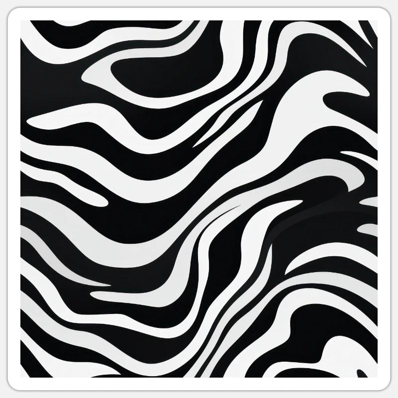 Monochrome Waves: Modern Abstract Ebb and Flow Sticker size S (10 x 10 cm)