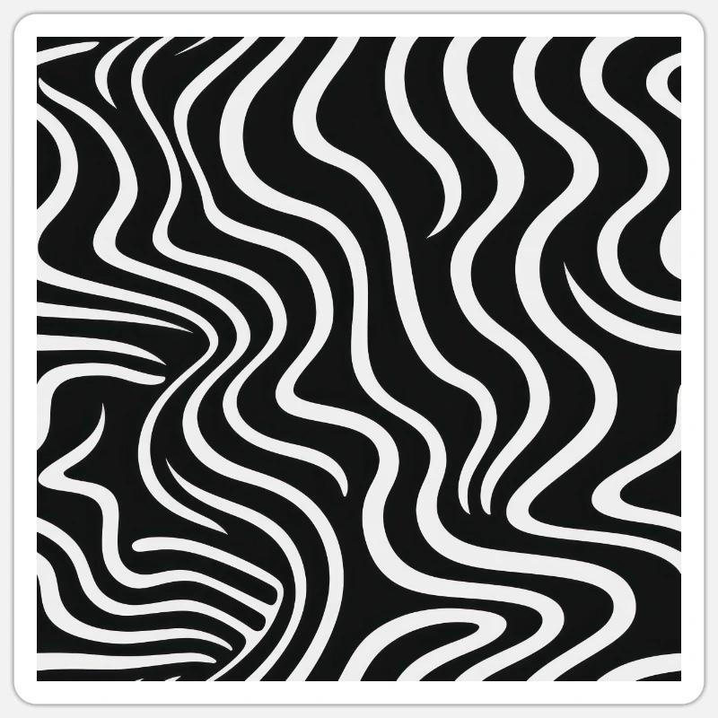 Monochrome Waves: Modern Abstract Ebb and Flow Sticker size S (10 x 10 cm)