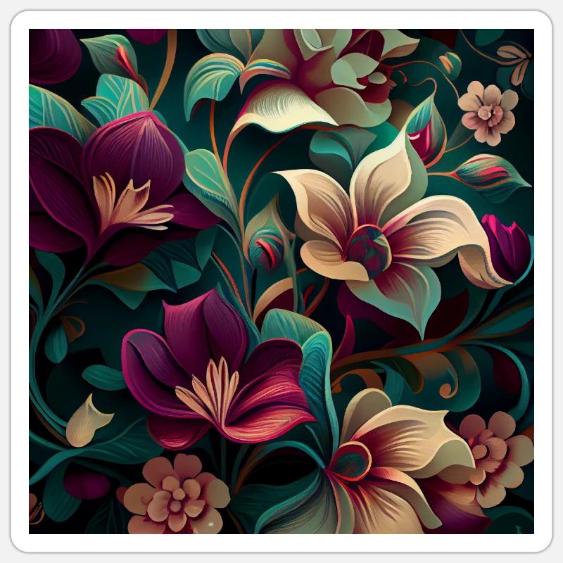 Botanicals Flower Pattern - Sticker size S (10 x 10 cm) - white matte
