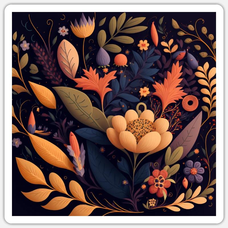 Motif de fleurs botaniques - Sticker taille S (10 x 10 cm) - blanc mat