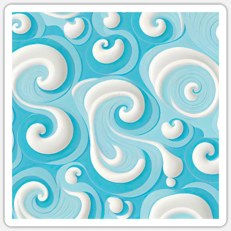 Pastel Blue And White Abstract Swirl Pattern - Sticker size S (10 x 10 cm) - white matte