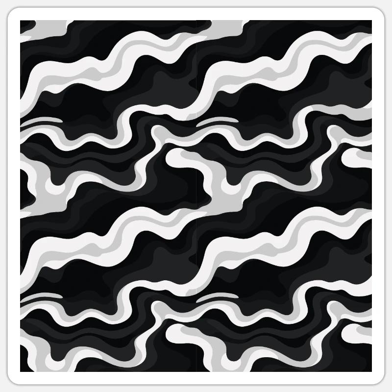 Monochrome Waves: Modern Abstract Ebb and Flow Sticker size S (10 x 10 cm)
