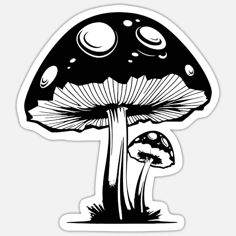 Champignon Cueilleur de champignons Champignons Champignons - Sticker taille S (10 x 10 cm) - blanc mat