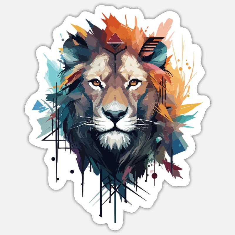 Artistic Lion - Sticker size S (10 x 10 cm) - white matte