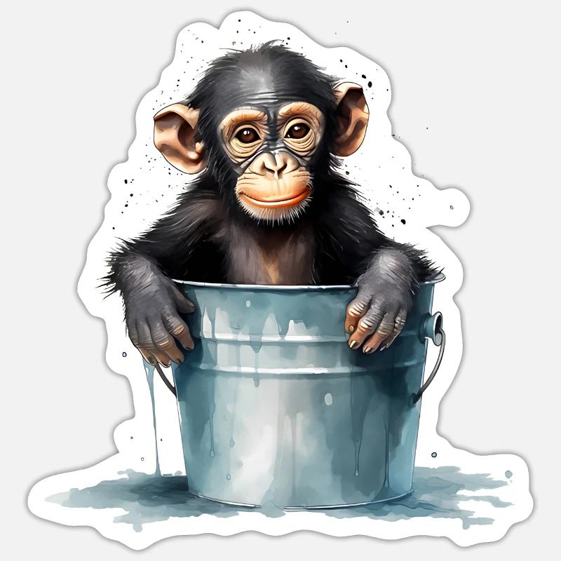 Le singe cherche le refroidissement - Sticker taille S (10 x 10 cm) - blanc mat