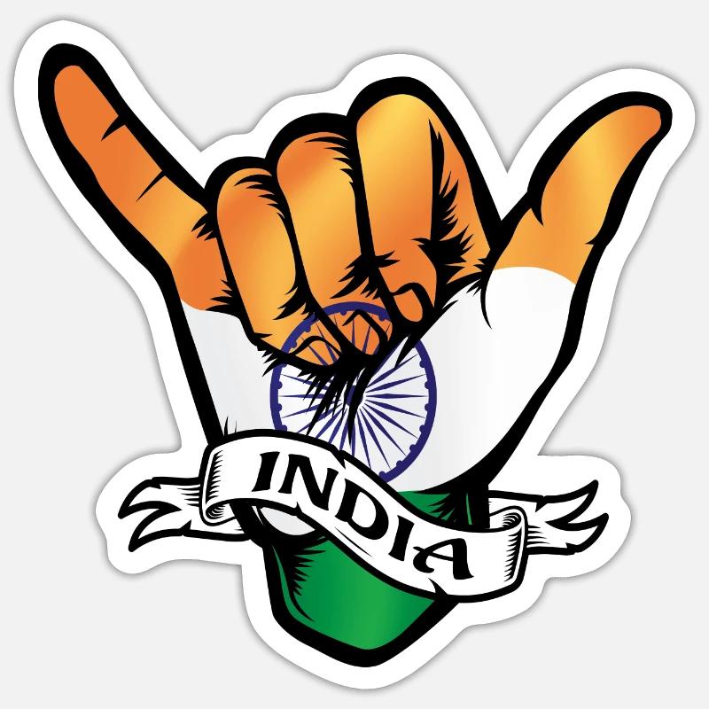 Inde Shaka - Sticker taille S (10 x 10 cm) - blanc mat