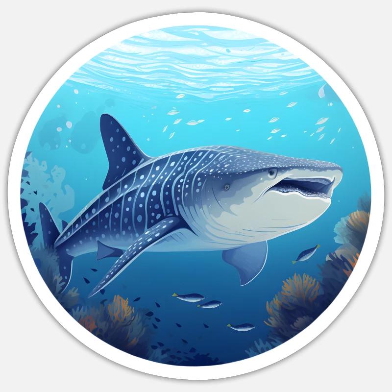 Requin-baleine - Sticker taille S (10 x 10 cm) - blanc mat