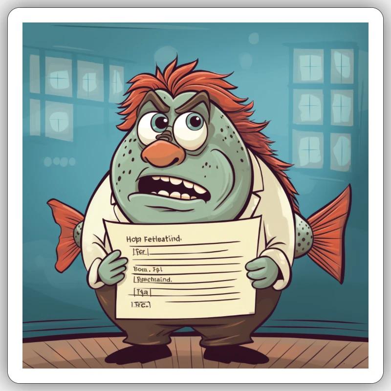 Fisch 2 im Comic Stil - Sticker Größe S (10 x 10 cm) - Mattweiß