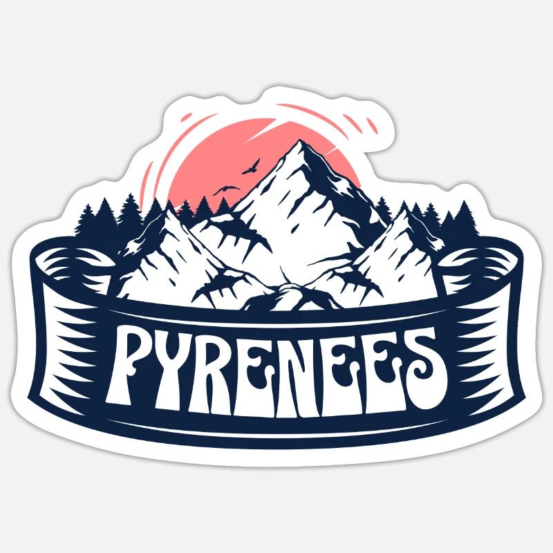 Pyrenees Mountains Red Sunset Sticker size S (10 x 10 cm)