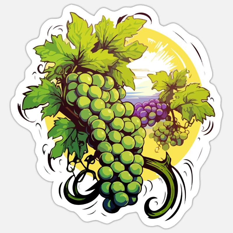 Grappes de raisin et payage Sticker taille S (10 x 10 cm)