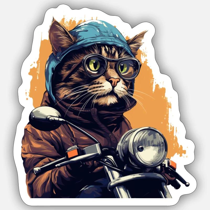 Cavalier de chat - Sticker taille S (10 x 10 cm) - blanc mat