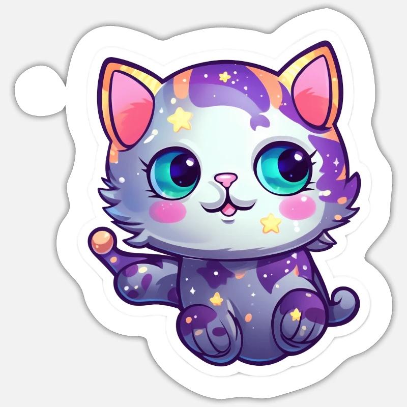 a cute space kitty - Sticker Größe S (10 x 10 cm) - Mattweiß