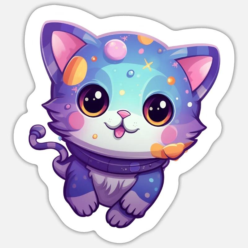 s cute space kitty - Sticker Größe S (10 x 10 cm) - Mattweiß