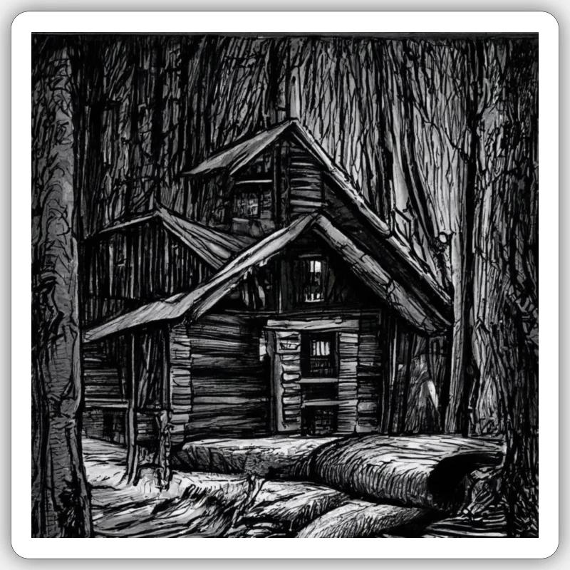 Cabane en Foret 2 Sticker taille S (10 x 10 cm)