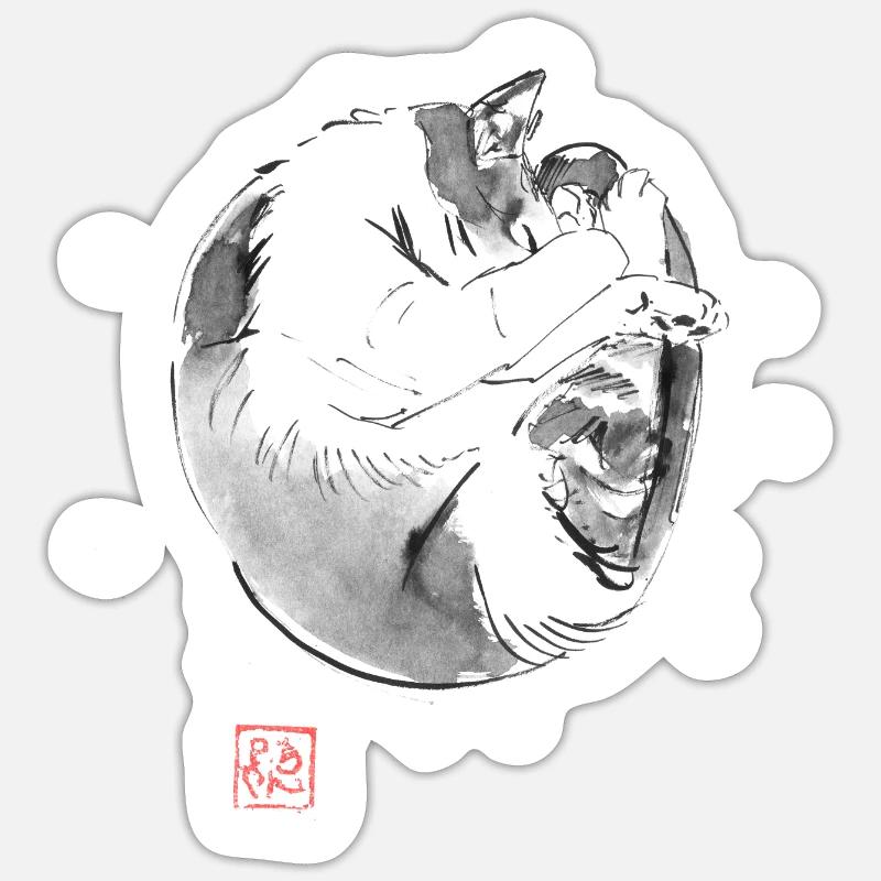 Runde Katze - Sticker Größe S (10 x 10 cm) - Mattweiß