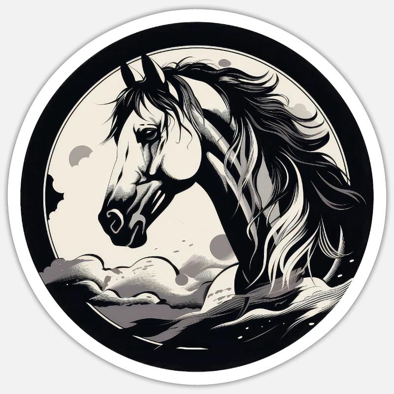 Cheval - Sticker taille S (10 x 10 cm) - blanc mat