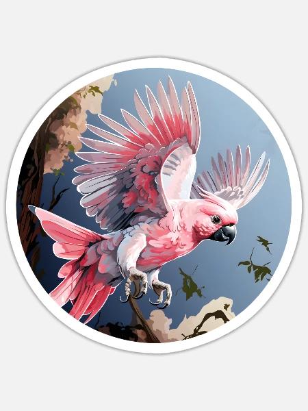 Fliegende Galah - Sticker Größe S (10 x 10 cm) - Mattweiß