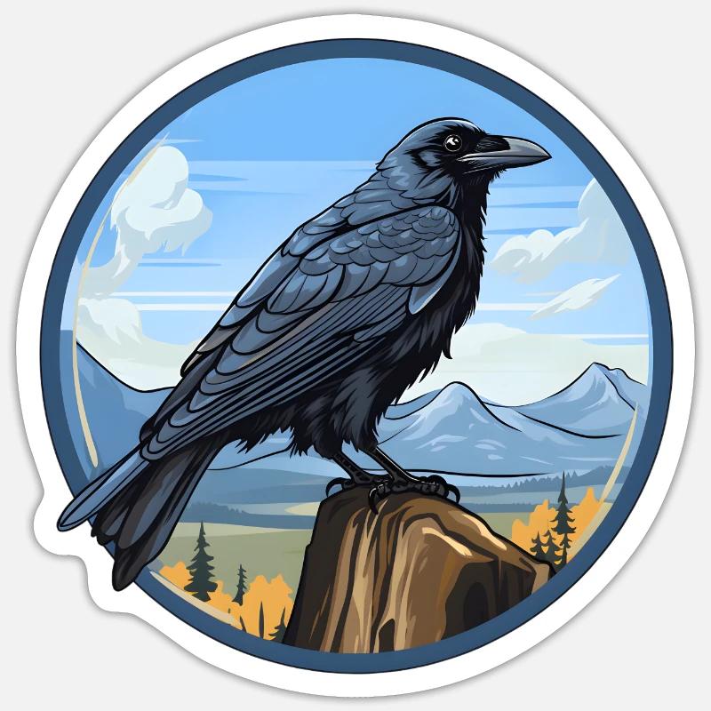 Corbeau - Sticker taille S (10 x 10 cm) - blanc mat