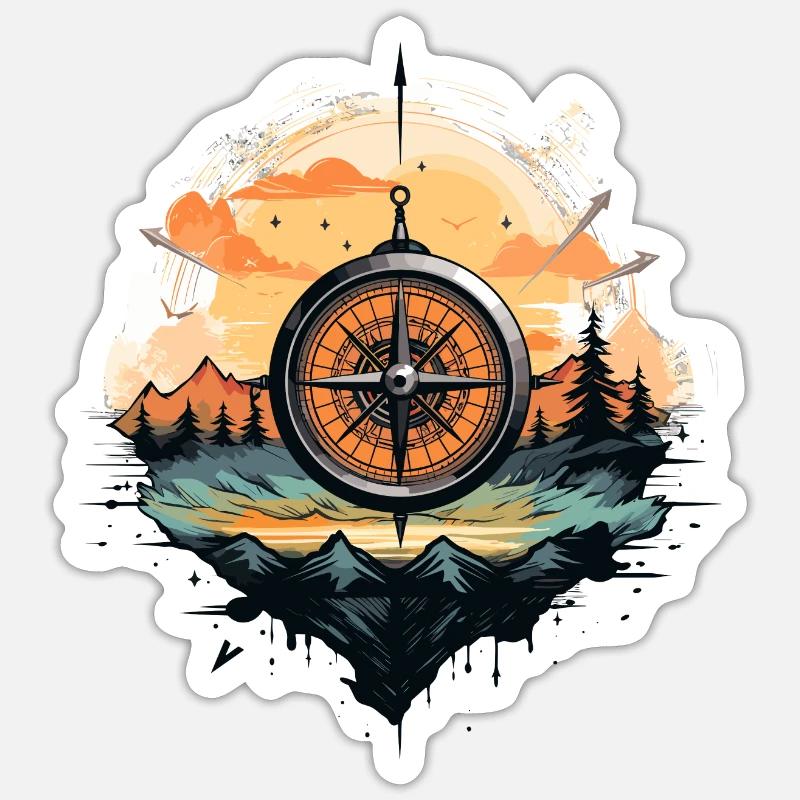 Compass Landscape - Sticker size S (10 x 10 cm) - white matte