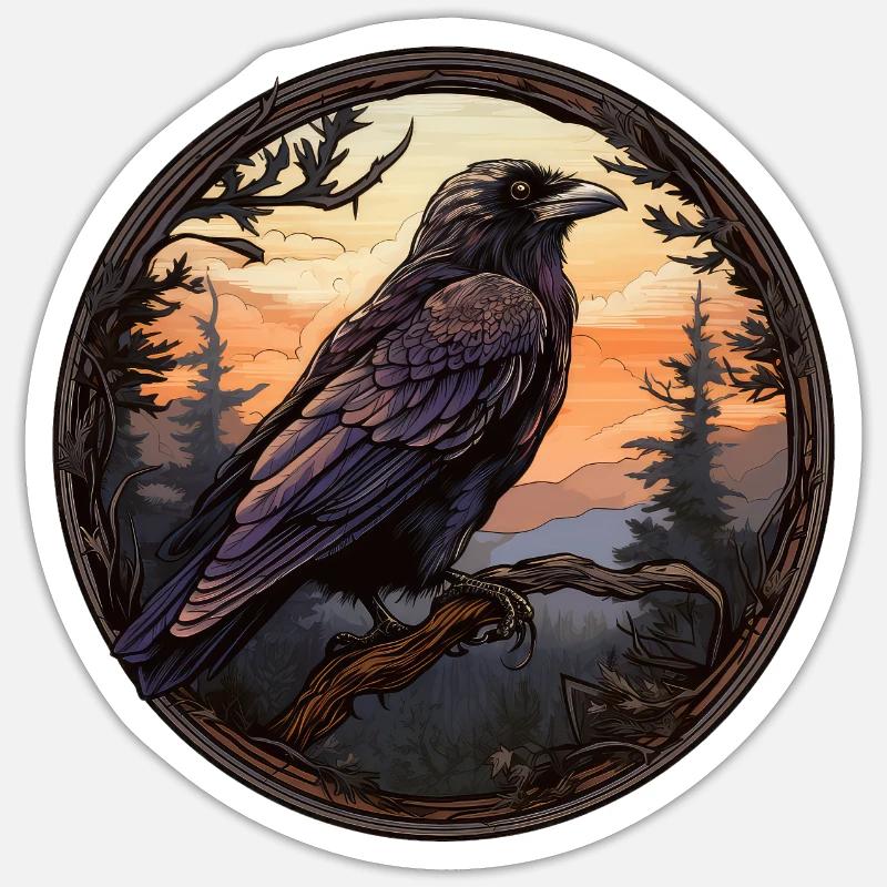 Corbeau - Sticker taille S (10 x 10 cm) - blanc mat