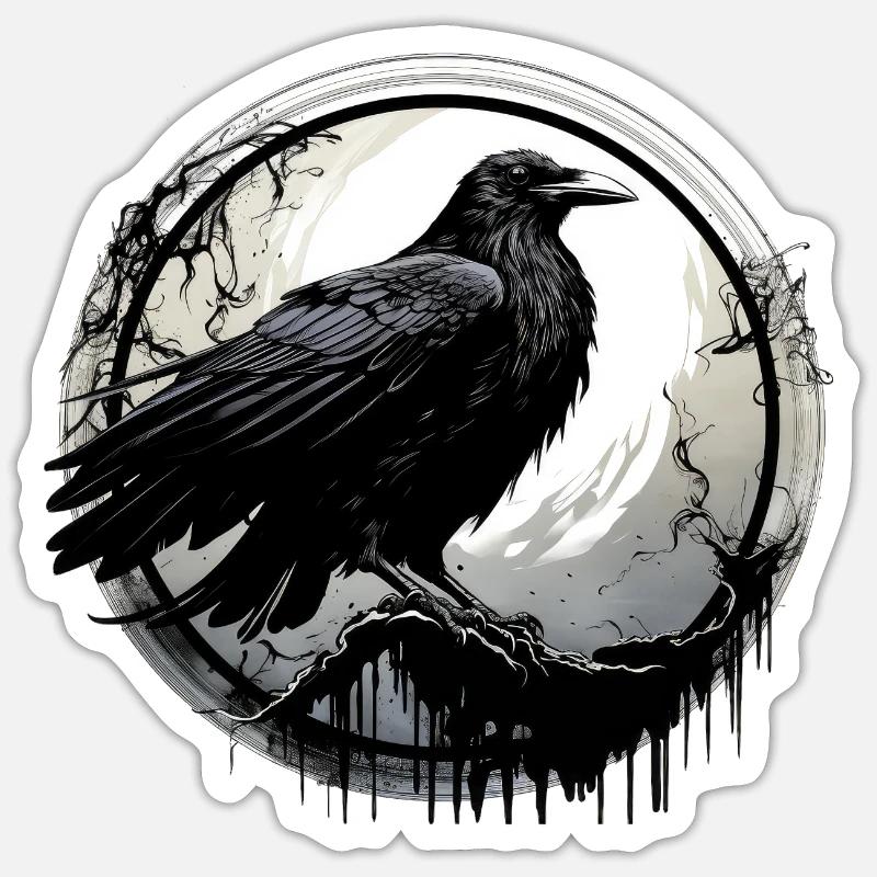 Corbeau - Sticker taille S (10 x 10 cm) - blanc mat