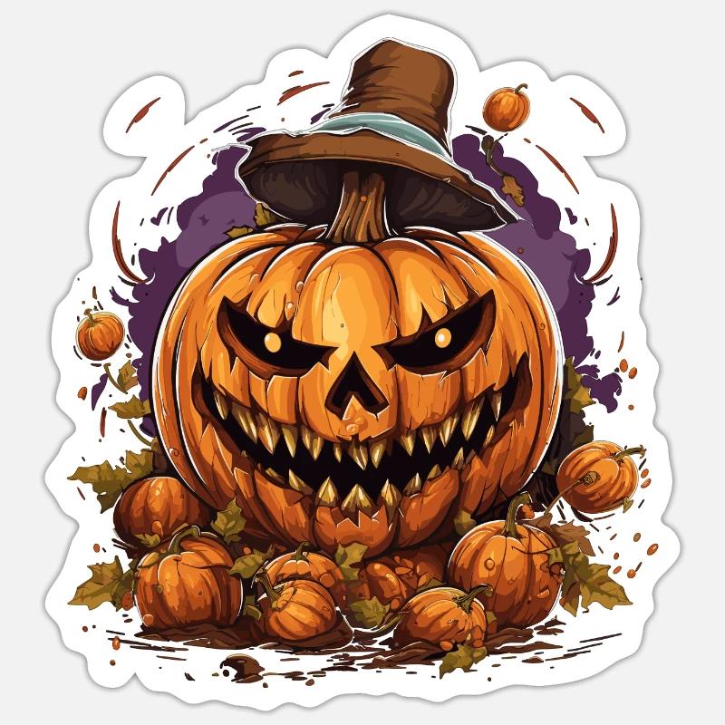 Gruseliger Kürbis Halloween süßes oder saures - Sticker Größe S (10 x 10 cm) - Mattweiß