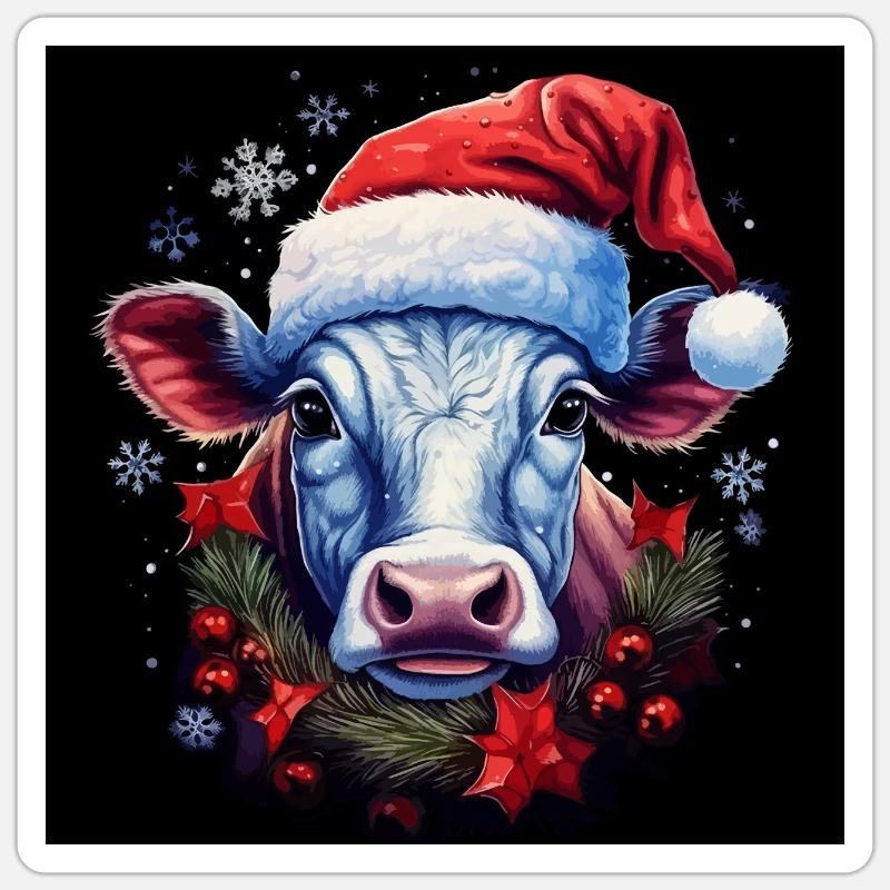 Weihnachtskuh Sticker Größe S (10 x 10 cm)