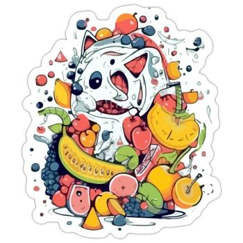 Monstro fruits n°3 - Sticker taille S (10 x 10 cm) - blanc mat - Devant
