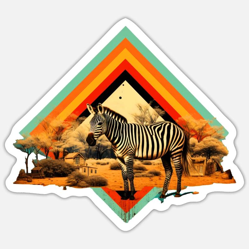 Zebra in der Savanne - Sticker Größe S (10 x 10 cm) - Mattweiß