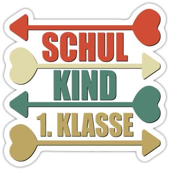 SCHULKIND 1. KLASSE - Sticker Größe S (10 x 10 cm) - Mattweiß - Vorne