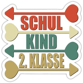 SCHULKIND 2. KLASSE - GRUNDSCHULE - Sticker Größe S (10 x 10 cm) - Mattweiß - Vorne
