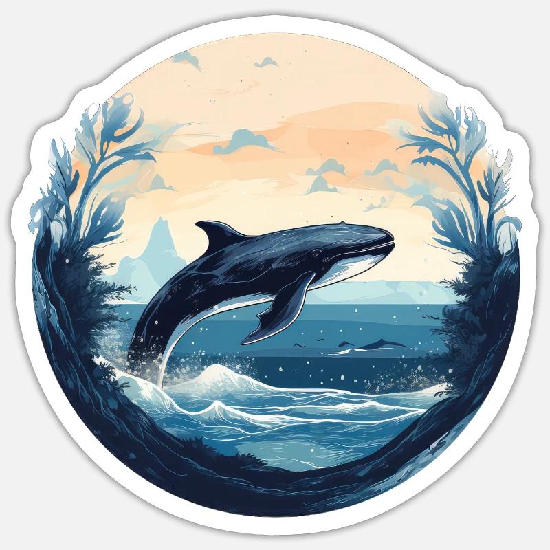 Baleine - Sticker taille S (10 x 10 cm) - blanc mat
