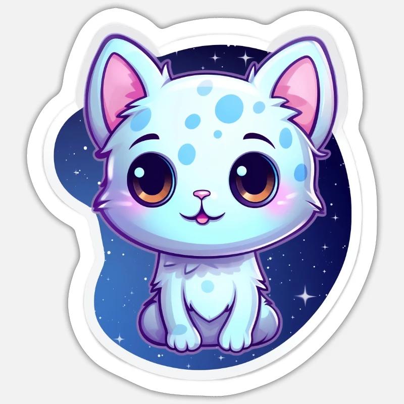 « Kitty Galaxy: Dessin animé mignon flottant dans l’espace » Sticker taille S (10 x 10 cm)