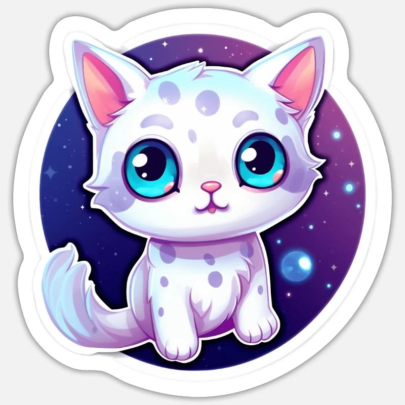 « Kitty dans l’espace! » - Sticker taille S (10 x 10 cm) - blanc mat