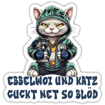 Apfelwein und Katzen Design - Sticker Größe S (10 x 10 cm) - Mattweiß - Vorne
