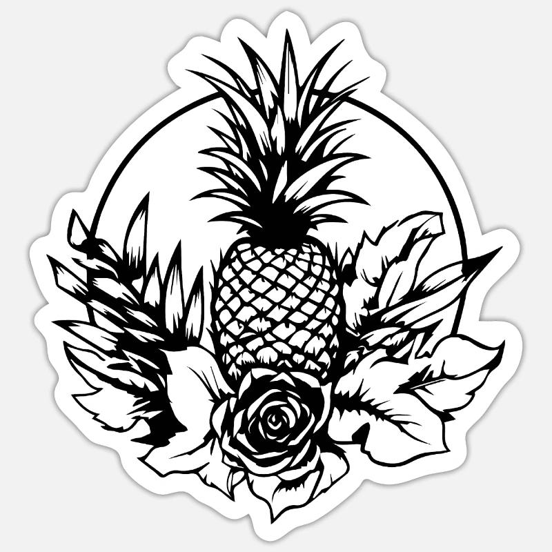 Ananas - Sticker taille S (10 x 10 cm) - blanc mat