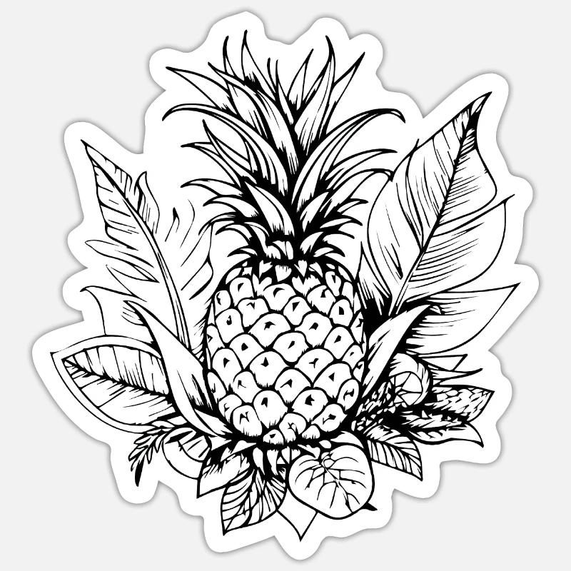 Ananas - Sticker taille S (10 x 10 cm) - blanc mat