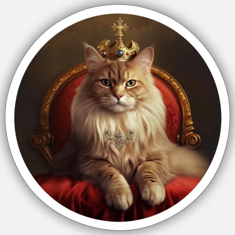 Chat royal - Sticker taille S (10 x 10 cm) - blanc mat