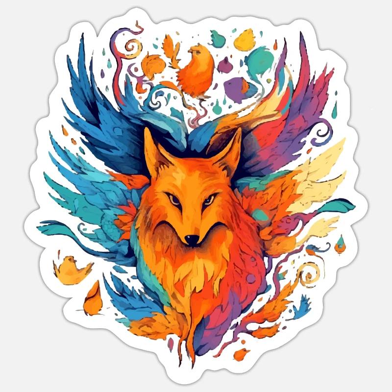 Mifi le renard phoenix - Sticker taille S (10 x 10 cm) - blanc mat