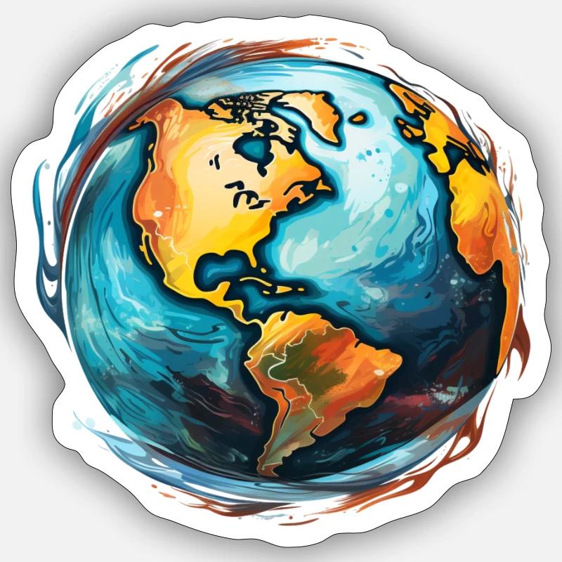 Globe in motion - Sticker size S (10 x 10 cm) - white matte