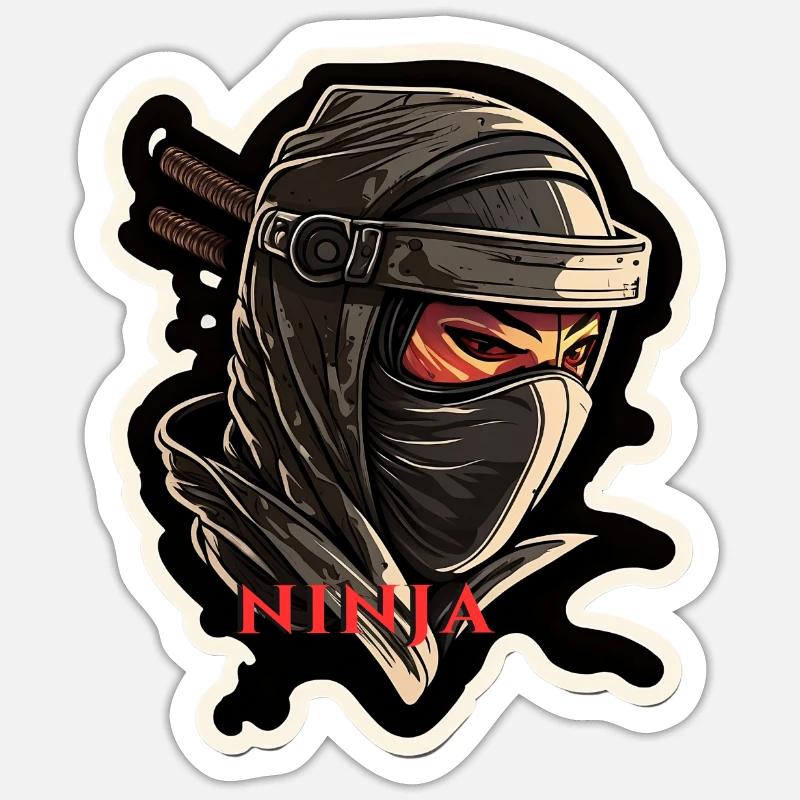 Le ninja impitoyable - Sticker taille S (10 x 10 cm) - blanc mat